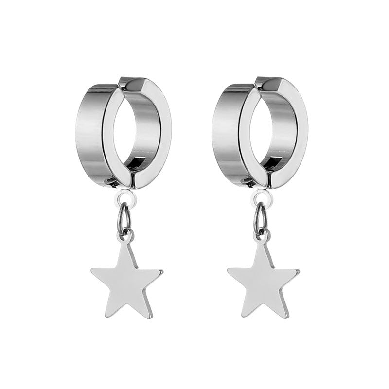 1 Piece Simple Style Pentagram Stainless Steel Plating Drop Earrings