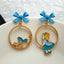 Fashion Cartoon Enamel Butterfly Bow Drop Earrings