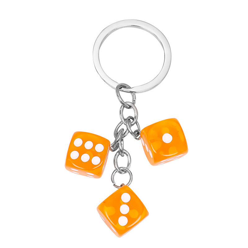 Dice Shaped Resin Keychain Accessory