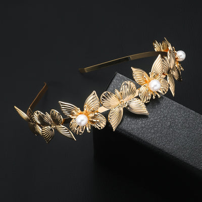 Women's Baroque Butterfly Metal Inlay Pearl Hairband