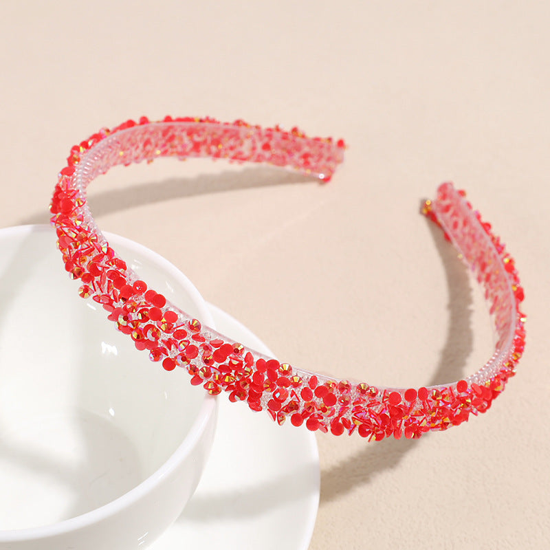 Simple Classic Solid Color Resin Inlay Jelly Rhinestone Hairband