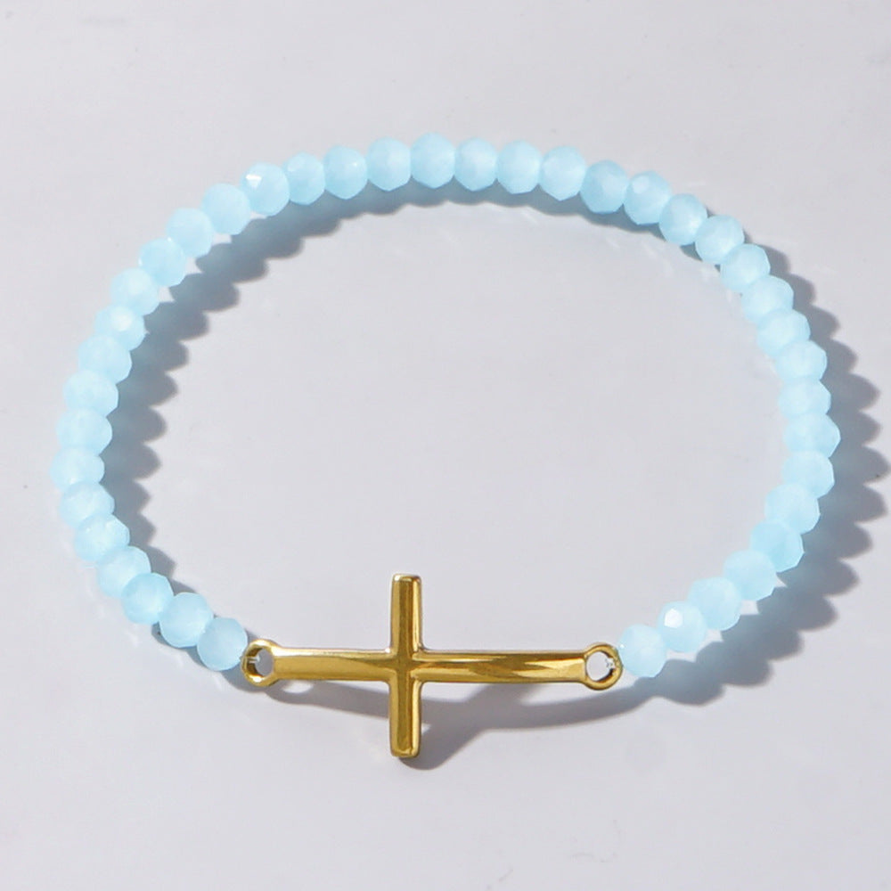 Bohemian Gold Cross Crystal Beaded Bracelets for Unisex