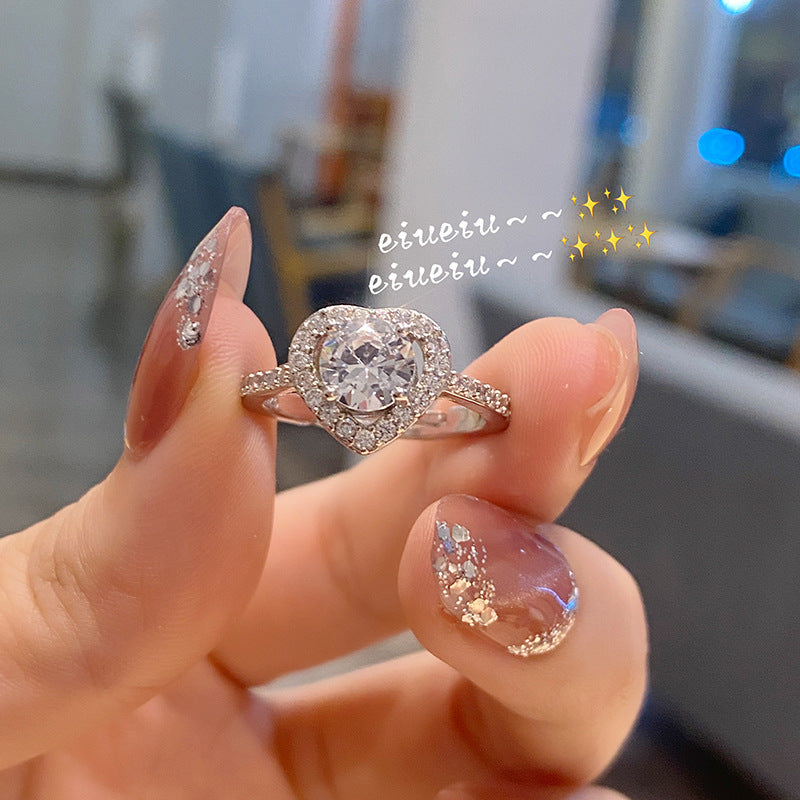 Fashion Geometric Silver Plated Zircon Adjustable Women's Ring