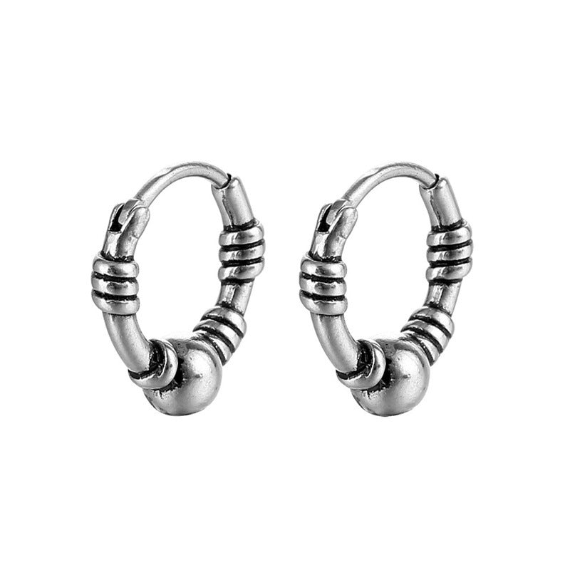 Hip-hop Titanium Steel Plated Twisted Hoop Earrings for Men and Women