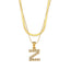 Fashion 18K Gold Plated Double-Layer Chain Zircon Letter Stainless Steel Necklace