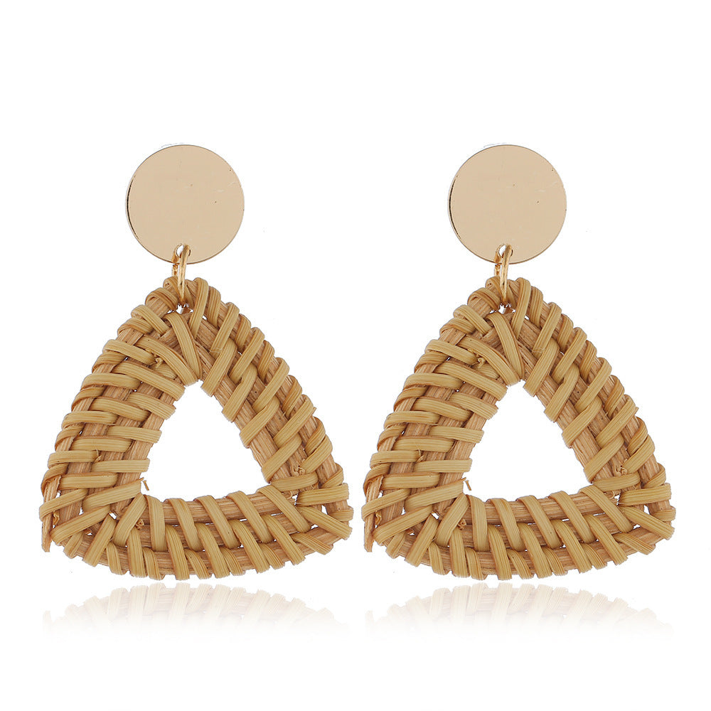 Wholesale Geometric Acrylic Leaf Woven Earrings