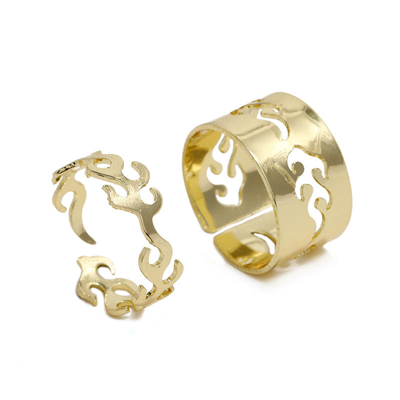 Fashion Geometric Hollow Adjustable Dinosaur Ring Set - Trendy Minimalist Jewelry