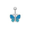 Butterfly Belly Ring 316 Stainless Steel White Gold Plated