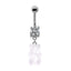 Casual Bear Stainless Steel Copper Beaded Plating Inlay Zircon White Gold Plated Belly Ring