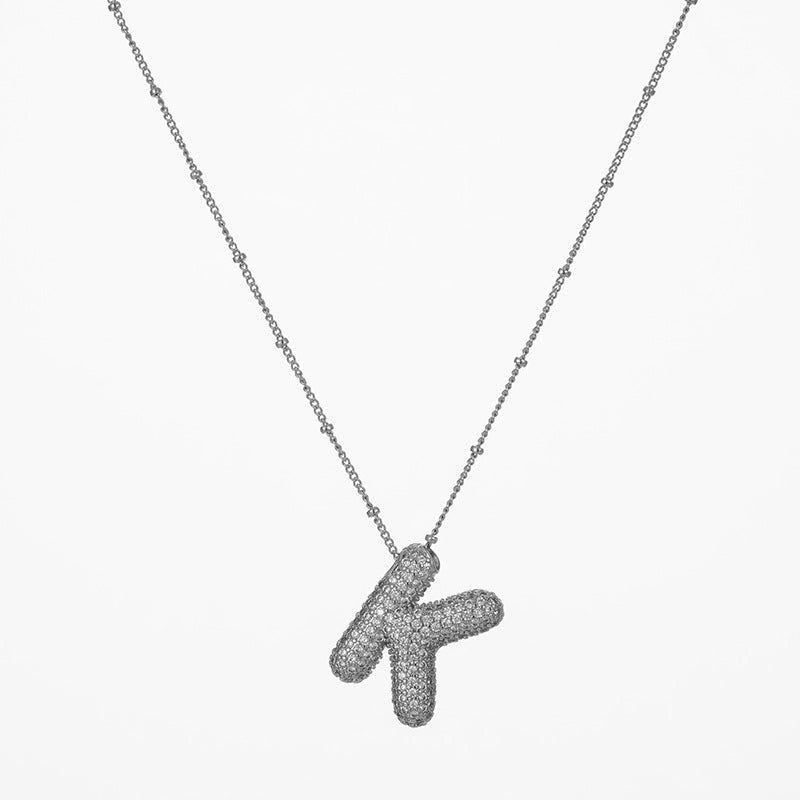 IG Style Minimalist Letter Zircon Pendant Necklace - Gold & Silver Plated