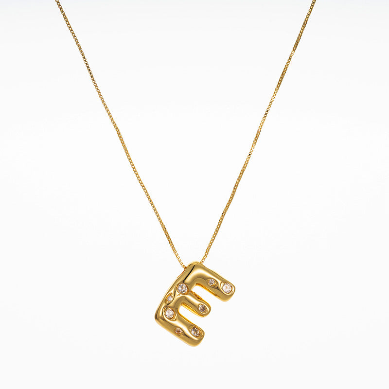 Elegant Gold Plated Zircon Letter Pendant Necklace - Minimalist Design