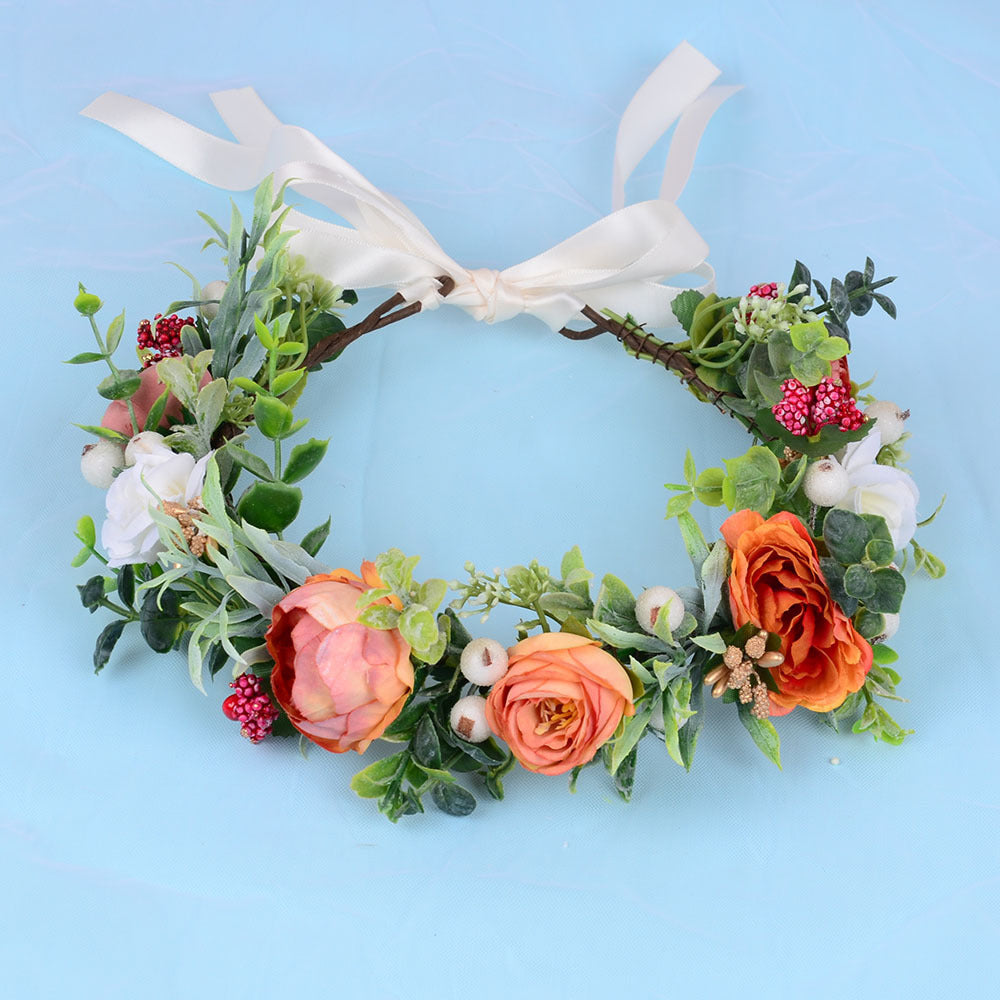 Women's Floral Wreath Hair Comb - Handmade Bridal Headpiece and Travel Accessory