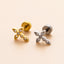 18K Gold Plated Heart & Butterfly Cartilage Stud Earrings with Zircon Inlay