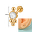 18K Gold Plated Geometric Stainless Steel Lip and Ear Stud Set with Rhinestones