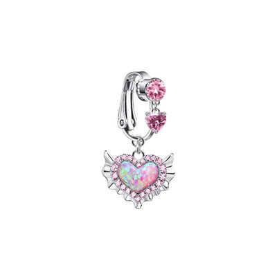 Cute Bridal Star and Heart Shape 14k Gold Plated Belly Ring with Crystal and Zircon