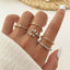 Elegant Moon and Heart Shape Alloy Rings Set with Inlaid Artificial Diamonds for Women