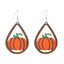 Vintage Pumpkin Patchwork Wood Ghost Bat Earrings