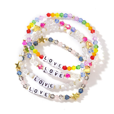 Simple Style Letter Crystal Love Bracelet Set for Women