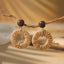 Bohemian Rattan Circle Braid Straw Drop Earrings for Vacation