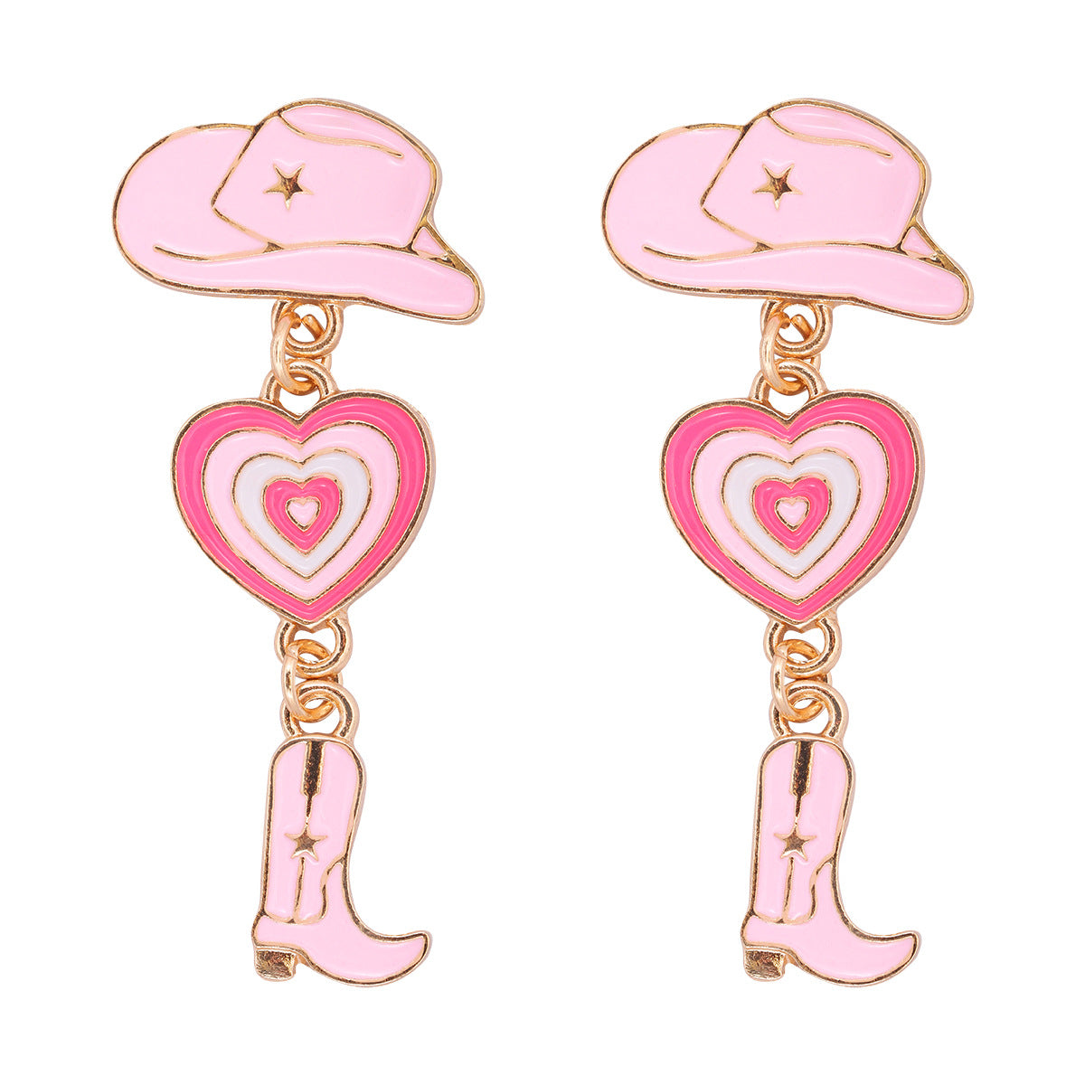 Western Cowboy Hat & Boot Rhinestone Pearl Drop Earrings for Women