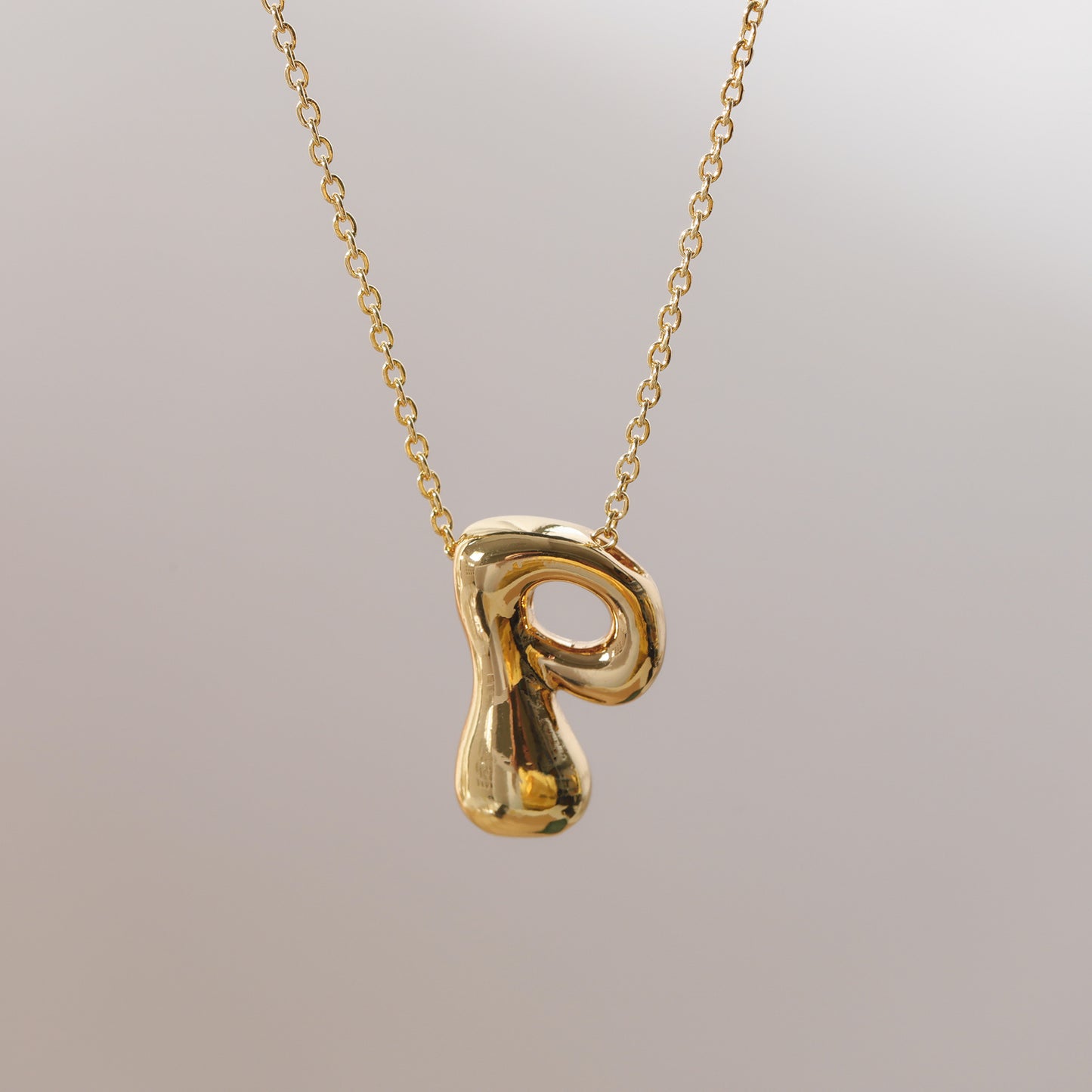 18K Gold Plated Stainless Steel Alphabet Pendant Necklace