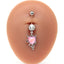 Elegant Heart Floral Zircon Belly Button Ring with Rhinestones and Gold Plating