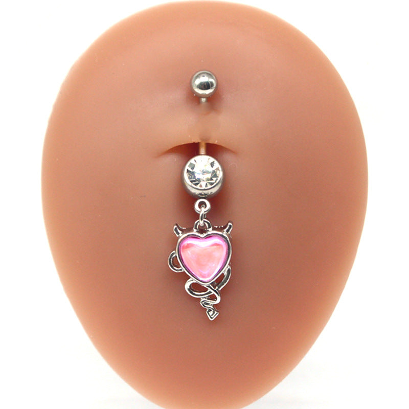 Elegant Heart Floral Zircon Belly Button Ring with Rhinestones and Gold Plating