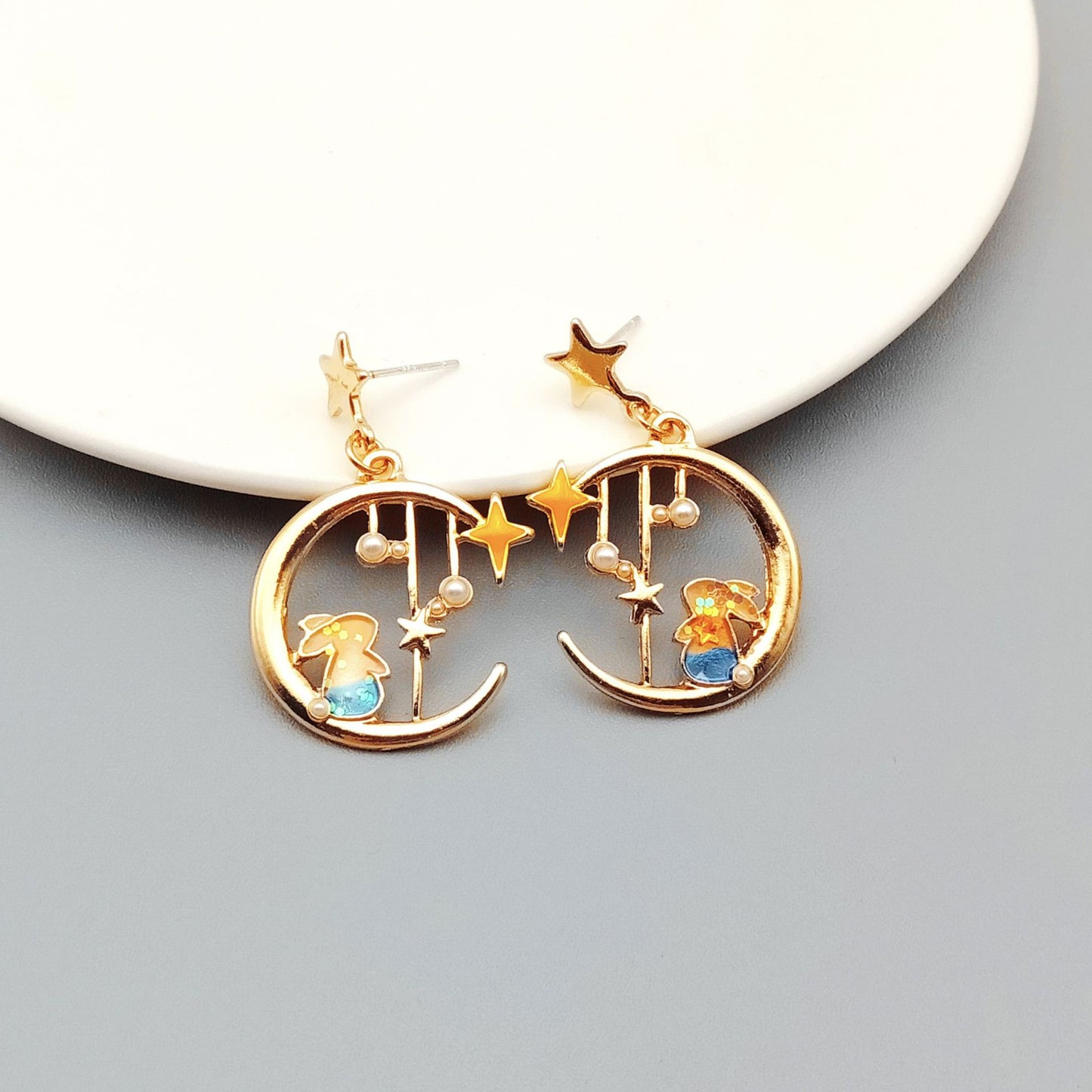 Fashion Cartoon Alloy Enamel Stoving Varnish Drop Earrings