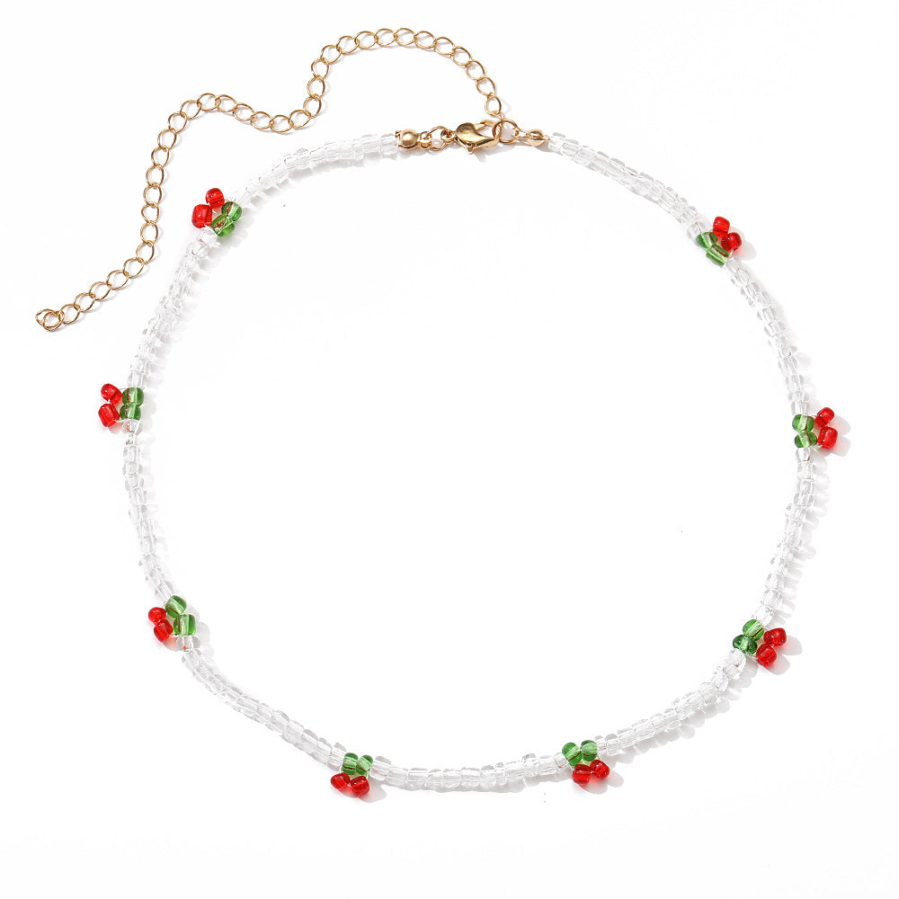 Colorful Handmade Beaded Cherry Miyuki Necklace