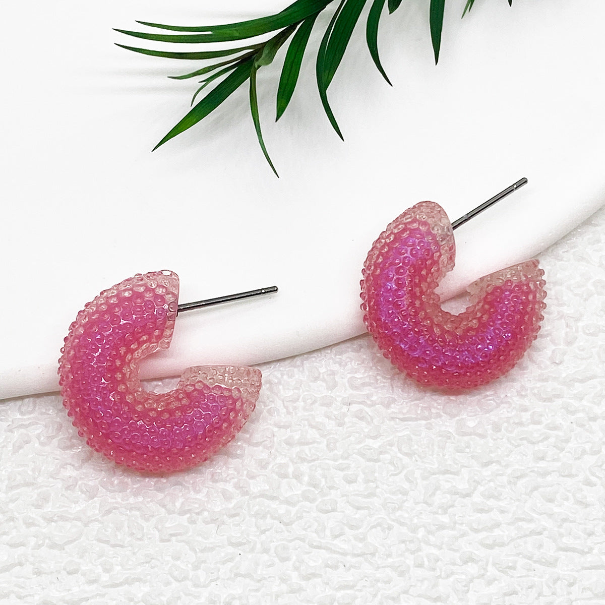 1 Pair Cute C Shape Acrylic Candy Color Earrings