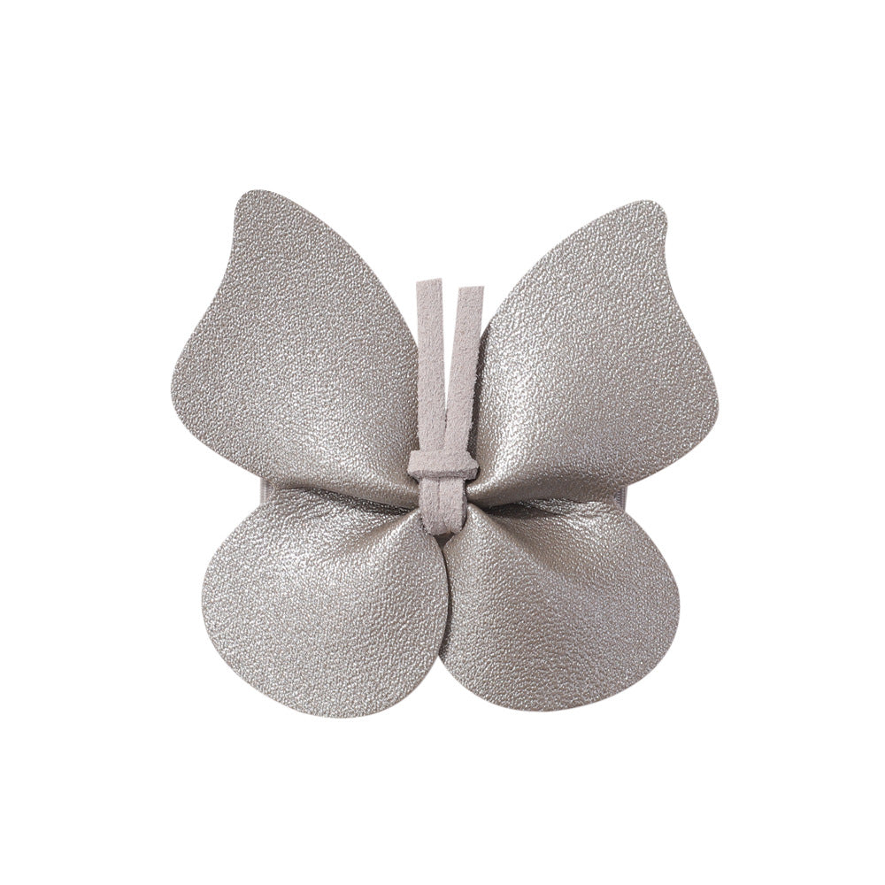 Girls' Butterfly Hair Clip - Glossy Leather & Polyester Rib Hair Accessory