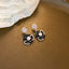 1 Pair Sweet Star Flower Inlay Alloy Rhinestones Pearl Ear Studs