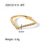 Geometric V-Shaped Zircon Inlay Stainless Steel Ring - 18k Gold Plated