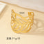 Punk Leaf Design Gold Plated Open Cuff Bracelet for Women