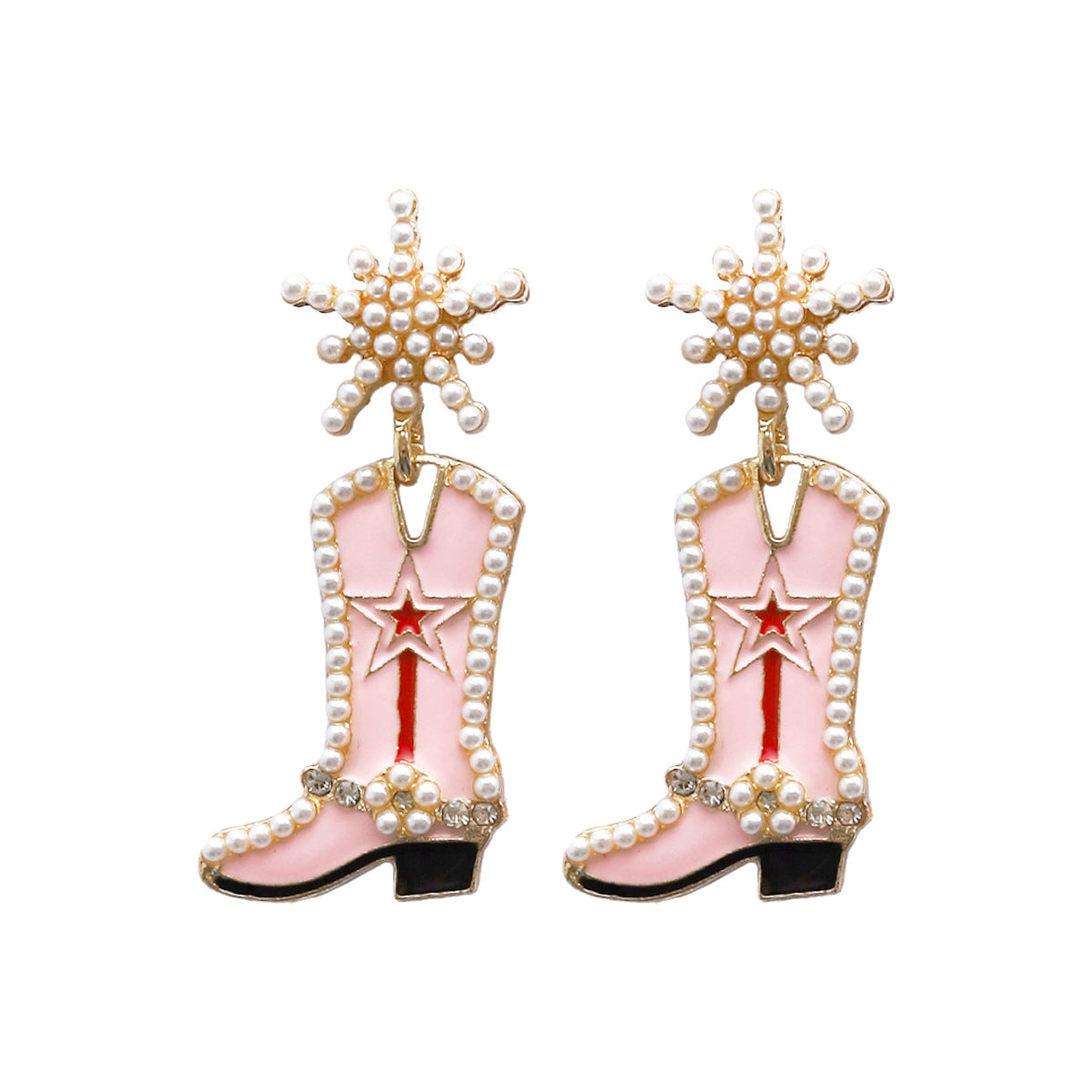 New Punk Exaggerated Martin Boots Earrings with Alloy Rhinestone Inlay