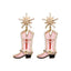 New Punk Exaggerated Martin Boots Earrings with Alloy Rhinestone Inlay