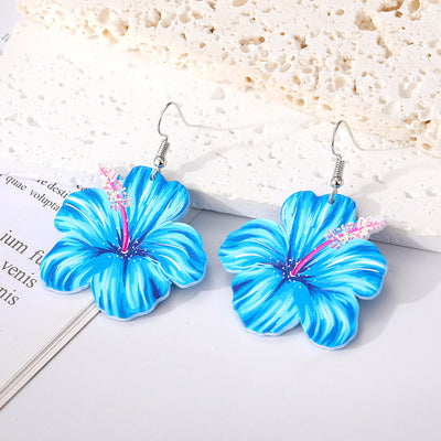 Pastoral Floral Acrylic Resin Drop Earrings - Colorful Summer Statement Jewelry