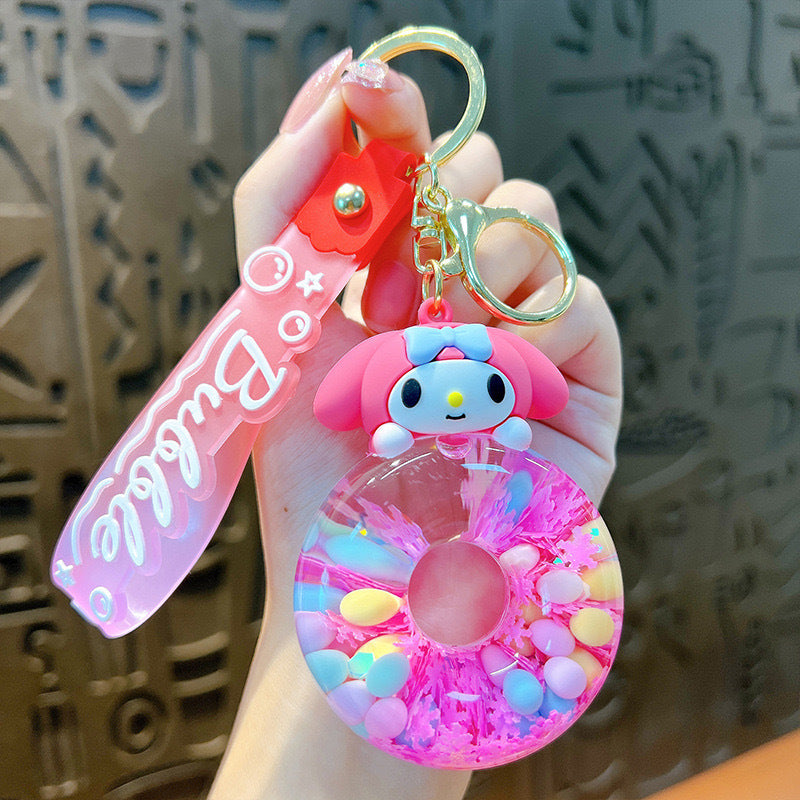 Cartoon Petal Acrylic Keychain with Wind Chime Pendant for Bags and Cars