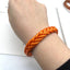 Silicone Braided Unisex Wristband with Gold Foil Accents