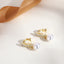 Elegant Heart & Bow Opal Pearl Rhinestone Ear Clips - 1 Pair