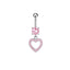 1 Piece Heart Shaped Zirconia Belly Rings Stainless Steel Inlay Rhinestones Pink Fashion Piercing Jewelry