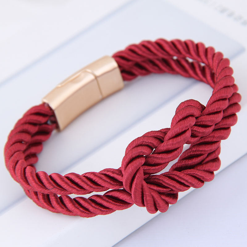 Braided Iron and PU Leather Magnetic Stone Bracelet