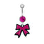 Flamingo and Cat Claw Navel Ring with Rhinestones and Gold Plating