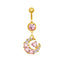 Elegant Sun & Moon Butterfly Belly Ring - 316 Stainless Steel with Rhinestones and Gold Plating