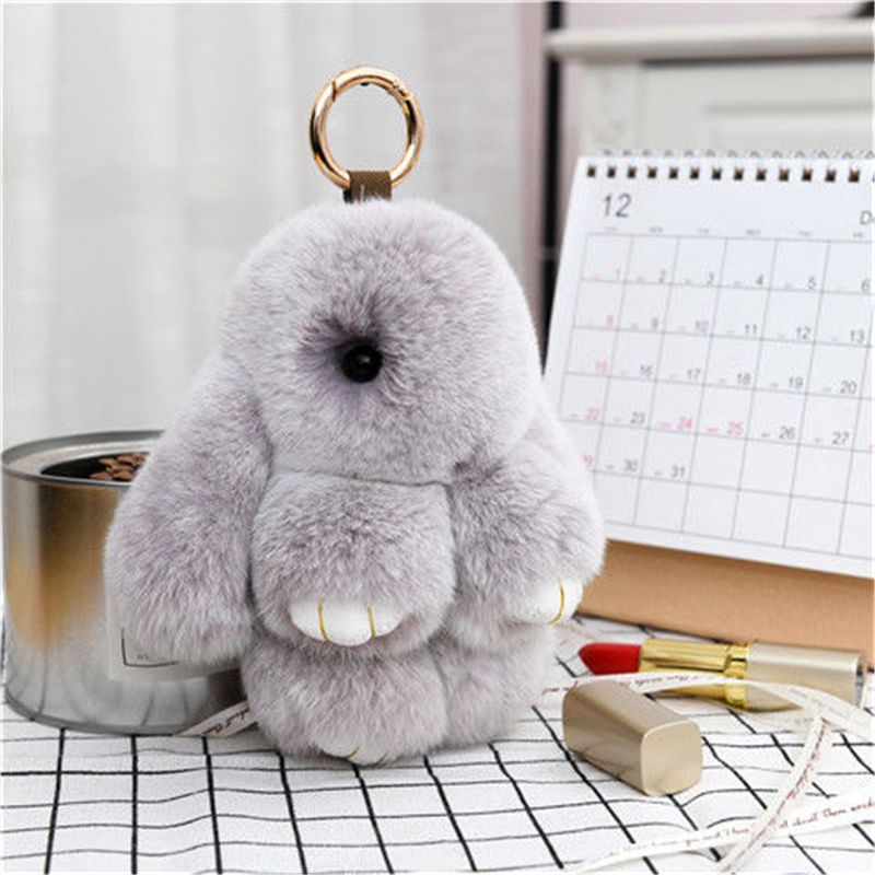 Plush Rabbit Faux Fur Bag and Car Charm Keychain