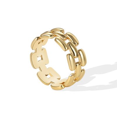 Minimalist Chain Punk Style 18k Gold Plated Copper Ring