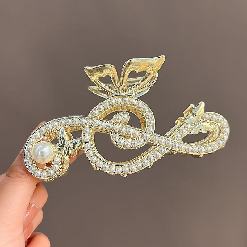 Women's Floral Rhinestone Pearl Hair Claw Clip