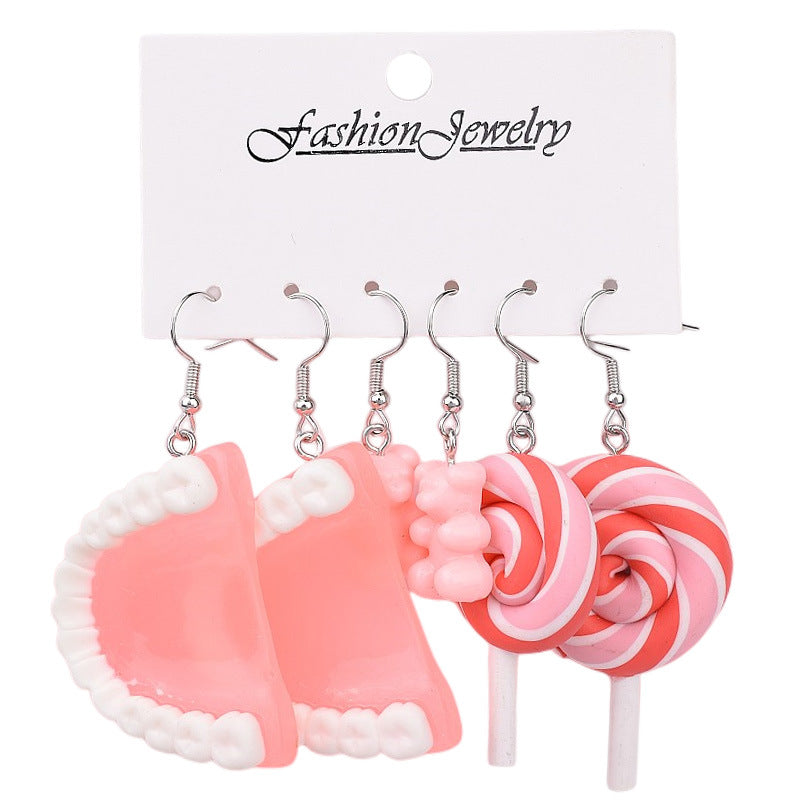 Simple Style Acrylic Fruit and Animal Drop Earrings Set