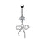 Elegant Bow Knot Belly Ring - 316 Stainless Steel with Rhinestones and Gold Plating