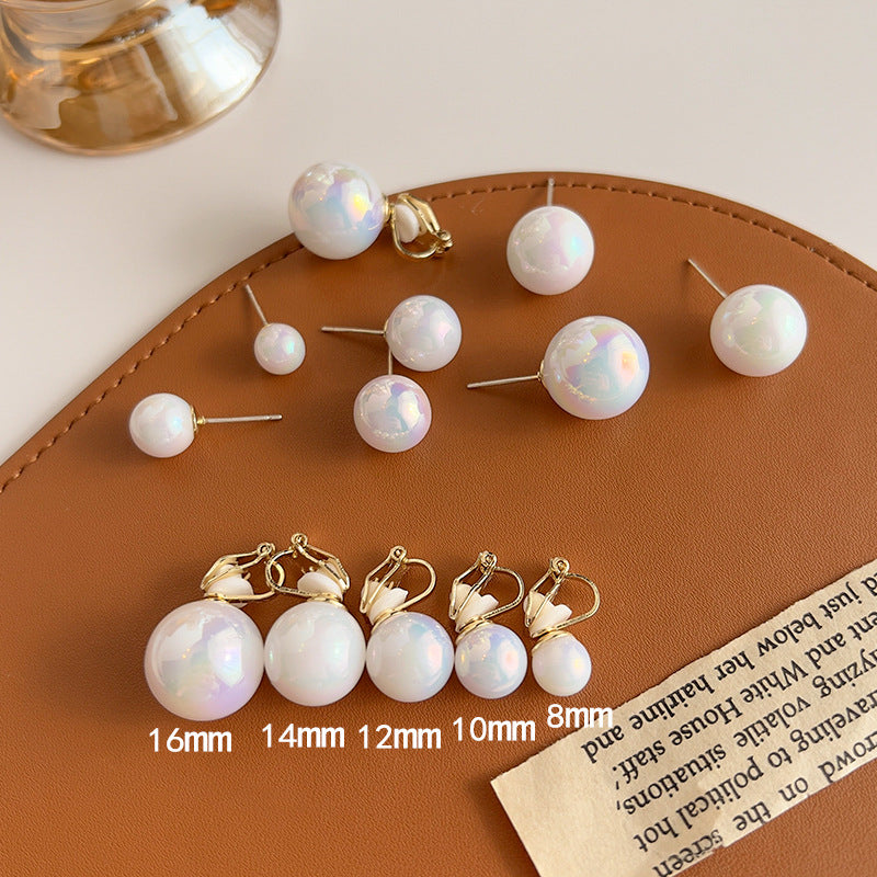 Retro French Style Imitation Pearl Ear Clips for Women